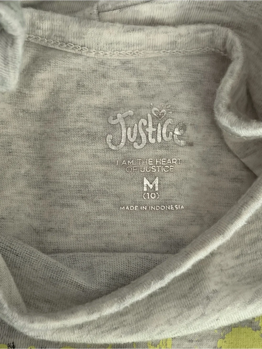 Justice Girls gray short sleeved top.